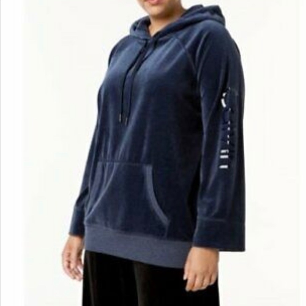 CALVIN KLEIN Women's Performance Plus Velour Hooded Sweatshirt Top 2x